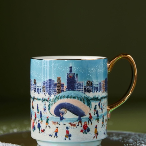 NWT 2023  Anthropologie Holiday  In The City Chicago  Mug - Picture 1 of 4